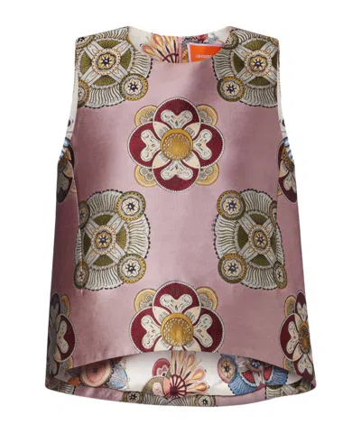 La Doublej La Scala Asymmetric Jacquard Top In Pink