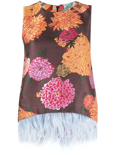 LA DOUBLEJ LA SCALA FEATHER-TRIM TOP