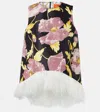La Doublej La Double J Floral Print Top With Feather Trim In Multicoloured
