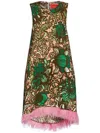 La Doublej La Scala High Dress With Feather-trim In Anemone Pink