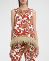 La Doublej La Scala Feather-detail Top In Natural White
