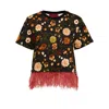 La Doublej La Scala Tee With Feathers Botticelli In Botticelli Black