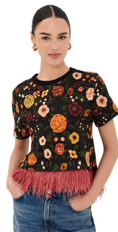 La Doublej La Scala Tee With Feathers Botticelli In Botticelli Black