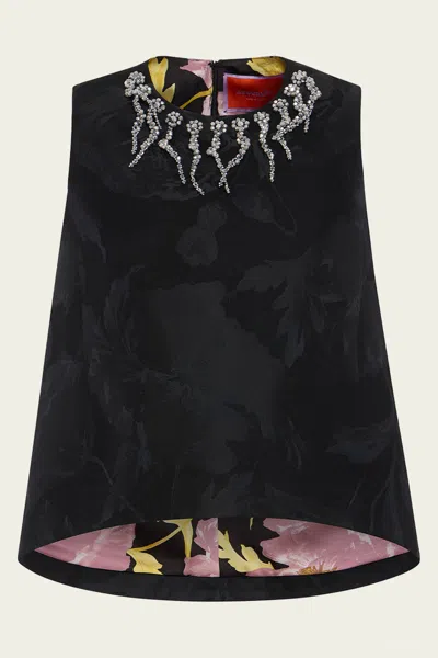 LA DOUBLEJ LA SCALA TOP IN SYLPH BLACK EMBROIDERED