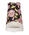 La Doublej La Double J Floral Print Top With Feather Trim In Multicolor