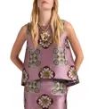 La Doublej La Scala Asymmetric Jacquard Top In Pink