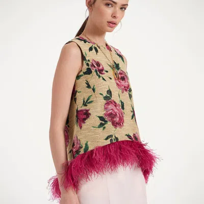 La Doublej La Scala Top In Roses Light Beige