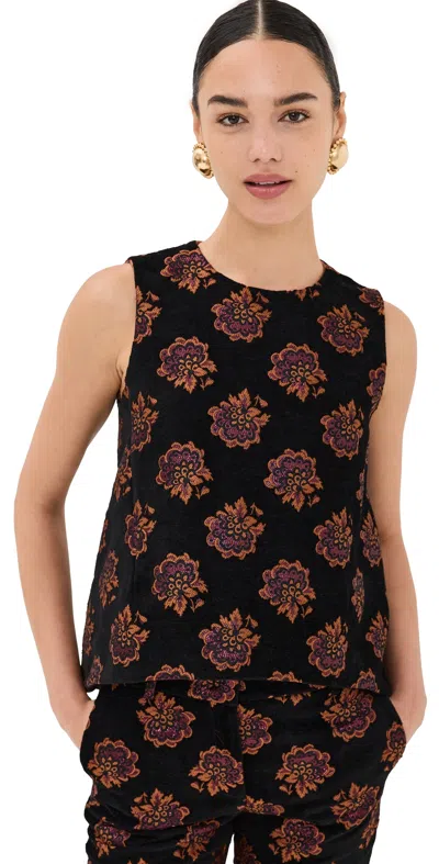 La Doublej La Scala Top Rosette Jacquard In Black