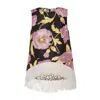 La Doublej La Double J Floral Print Top With Feather Trim In Sylph Black