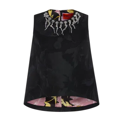 La Doublej La Scala Top In Sylph Black Embroidered