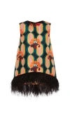 La Doublej Feather-trim La Scala Top In Arcturus Blue Petrol