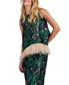 La Doublej La Scala Top With Feathers Bamboo Jacquard Black In Multi