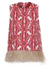 La Doublej La Scala Top (with Feathers) In Red