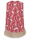 La Doublej La Scala Top (with Feathers) In Red