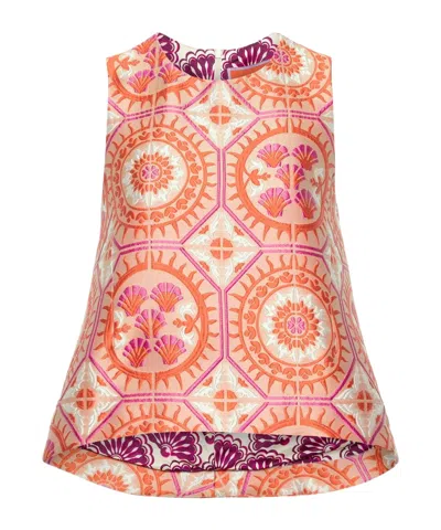 La Doublej La Scala Trapeze Blouse In Orange