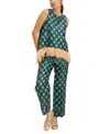 La Doublej La Scala Iconic Feather-trim Top In Jacquard Winter Sun Emerald