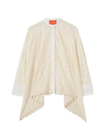 La Doublej Lace Collared Shirt In Neutral