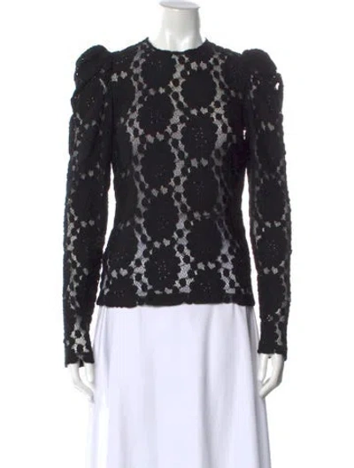 Pre-owned La Doublej Lace Lace Pattern Blouse In Black
