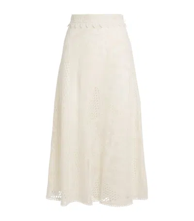 La Doublej Lace Lungomare Midi Skirt In White