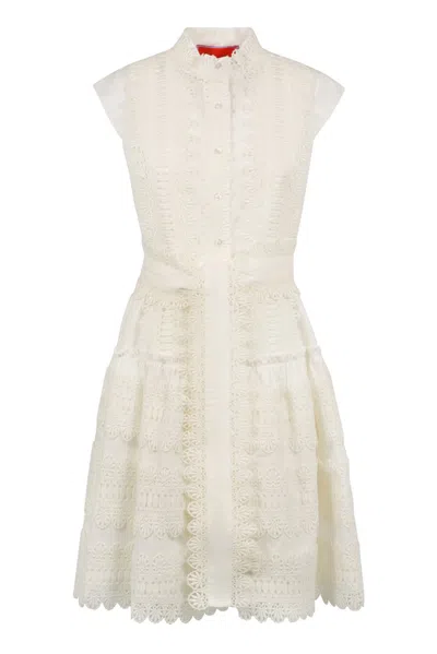 La Doublej Lace Trimmed Dress In White