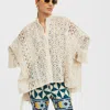 La Doublej Lacey Foulard Shirt In Plaza Cream In Plaza Cream