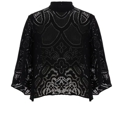 La Doublej Lacey Make An Exit Top In Solid Black