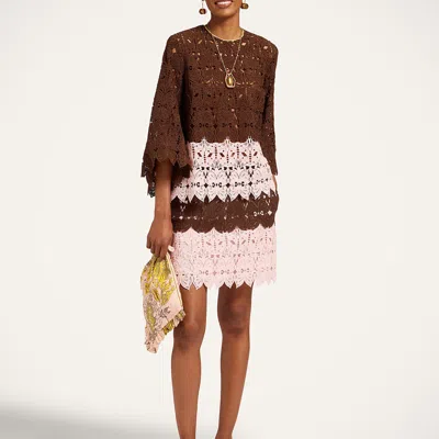 La Doublej Lacey Mini Baia Skirt In Brown