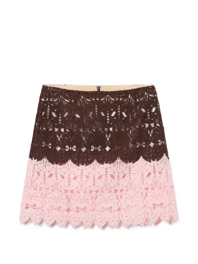 La Doublej Lacey Mini Baia Skirt In Brown