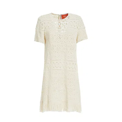 La Doublej Lacey Mini Swing Dress In Plaza Cream