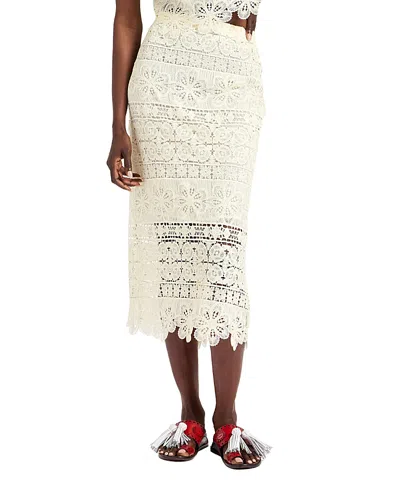 La Doublej Lacey Pencil Skirt In Neutral