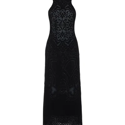 La Doublej Lacey Racer Dress In Solid Black