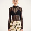 La Doublej Lacey Turtleneck In Solid Black