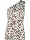 La Doublej Lady Leopard-print One-shoulder Top In Blue