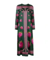 La Doublej Lampone Printed Long Sleeve Swing Dress In Green