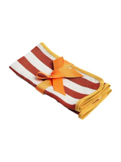 La Doublej Set Of 2 Large Riviera Mattone Napkins In Orange