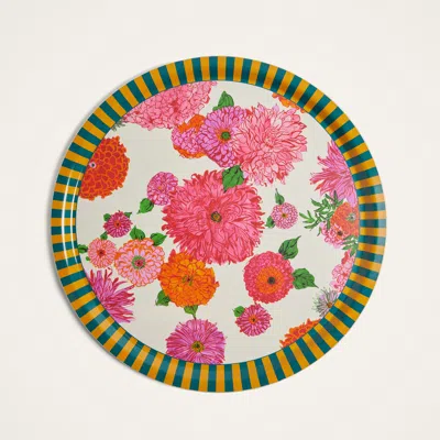 La Doublej Bright Blooms Large Round Tray In White