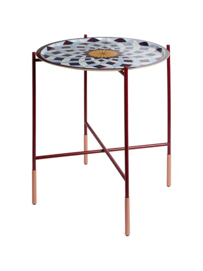 La Doublej Large Round Printed Tray In Brown