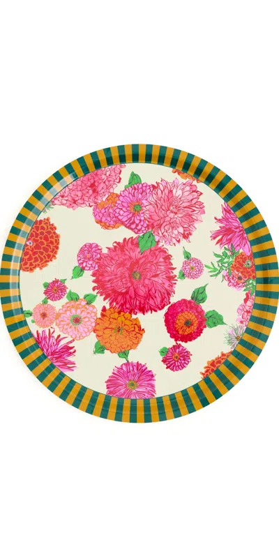 La Doublej Large Round Printed Tray Bright Blooms