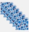 La Doublej Large Set Of 6 Floral Napkins In Blue