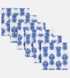 La Doublej Large Set Of 6 Printed Linen Napkins In Blue