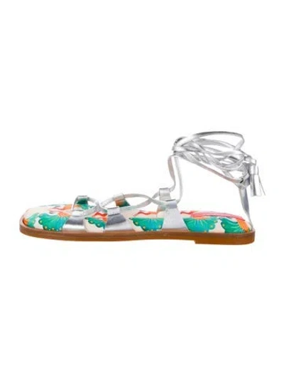 Pre-owned La Doublej Leather Printed Sandals In Multi