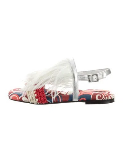 Pre-owned La Doublej Leather Printed Sandals In Multicolor