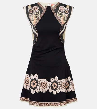 La Doublej Lela Printed Jersey Minidress In Black