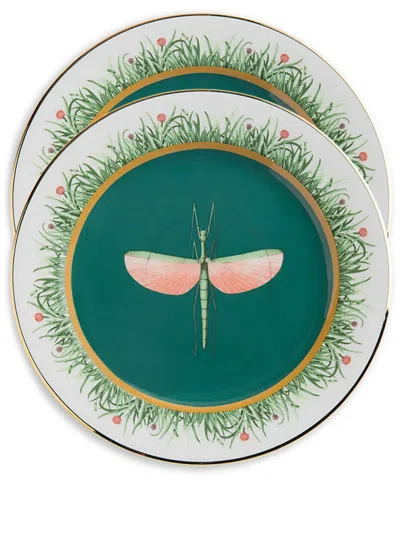 LA DOUBLEJ LIBELLULA-PRINT DINNER PLATES (SET OF TWO)
