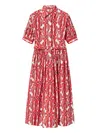 La Doublej Libertine Printed Cotton Shirt Dress In Red