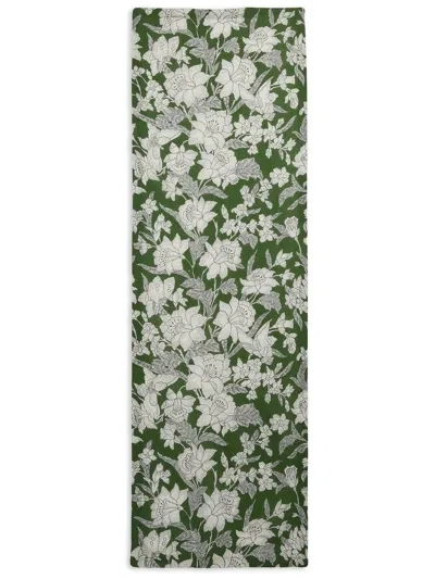 La Doublej Lilium Avorio-print Table Runner (50x80cm) In Green