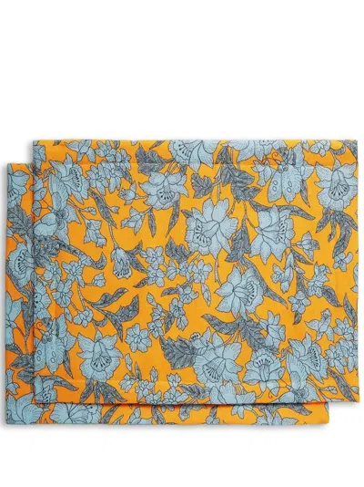 La Doublej Lilium Zafferano-print Table Mats (set Of 2) In Yellow