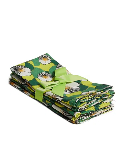 La Doublej Linen Floral-print Napkin (set Of 6) In Green