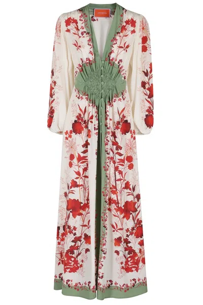 La Doublej La Double J Maxi Dress In Green Silk In Gray