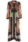 La Doublej Bordeaux Printed Crepe De Chine Maxi Dress In Multi